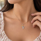 Arias by Lara Dutta Crown Initial V Diamond Pendant