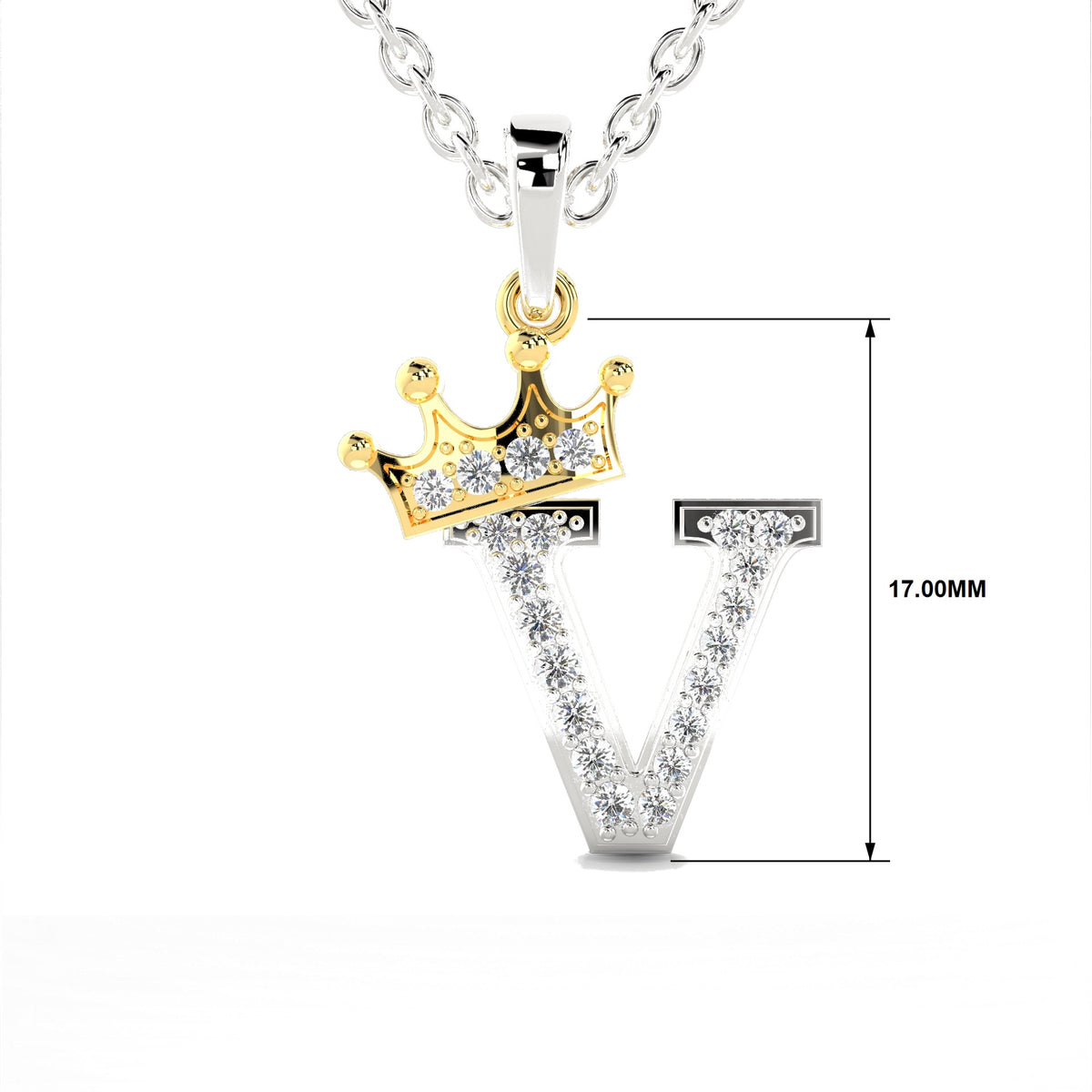 Arias by Lara Dutta Crown Initial V Diamond Pendant