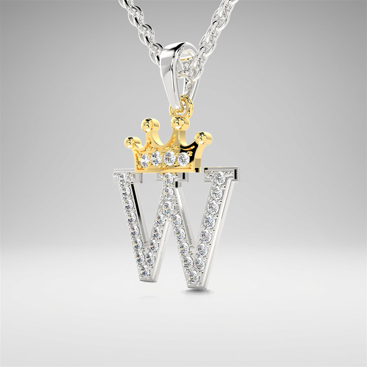 Arias by Lara Dutta Crown Initial W Diamond Pendant