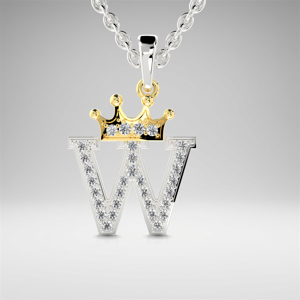 Arias by Lara Dutta Crown Initial W Diamond Pendant