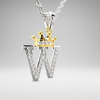 Arias by Lara Dutta Crown Initial W Diamond Pendant