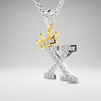 Arias by Lara Dutta Crown Initial X Diamond Pendant