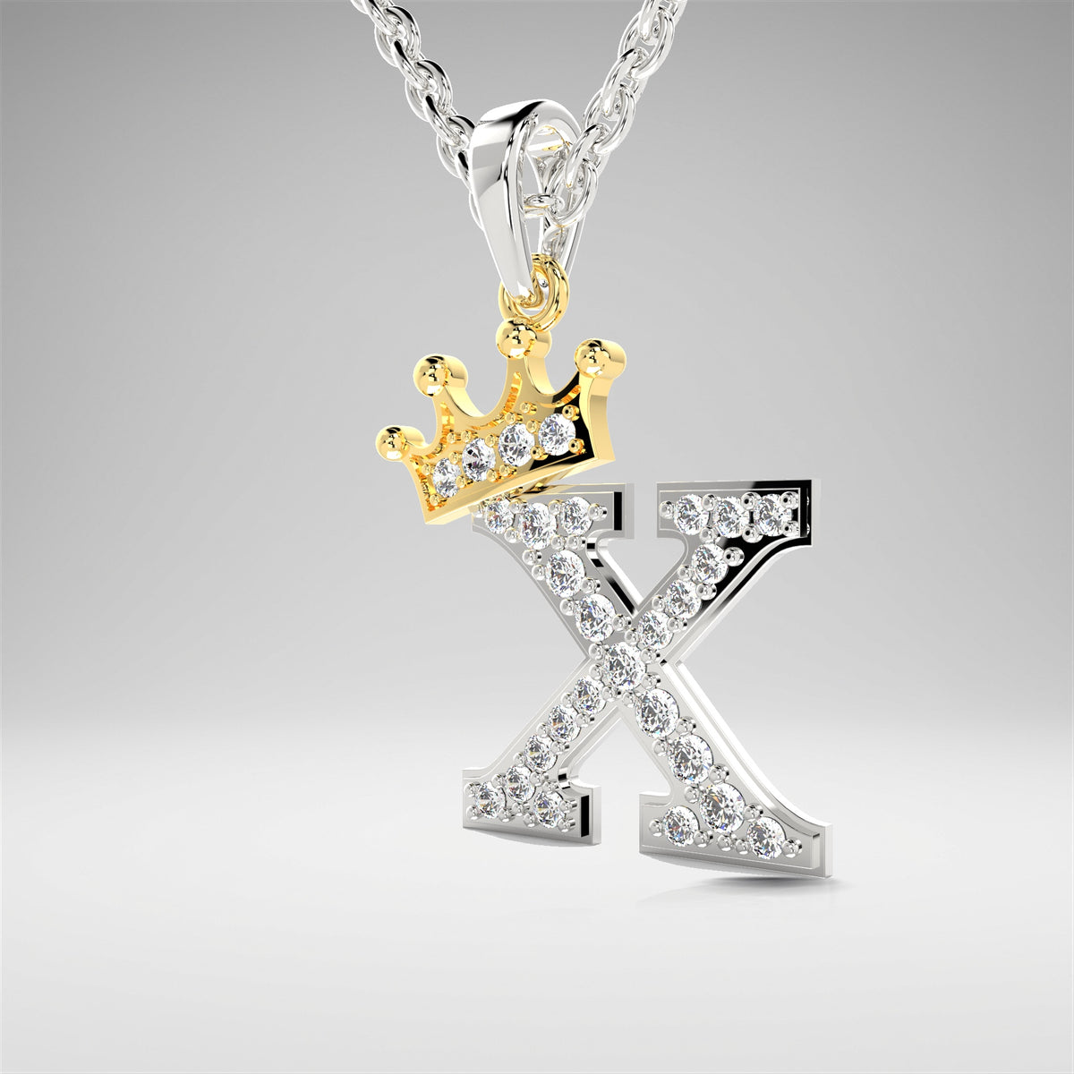 Arias by Lara Dutta Crown Initial X Diamond Pendant