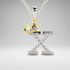 Arias by Lara Dutta Crown Initial X Diamond Pendant