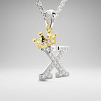 Arias by Lara Dutta Crown Initial X Diamond Pendant
