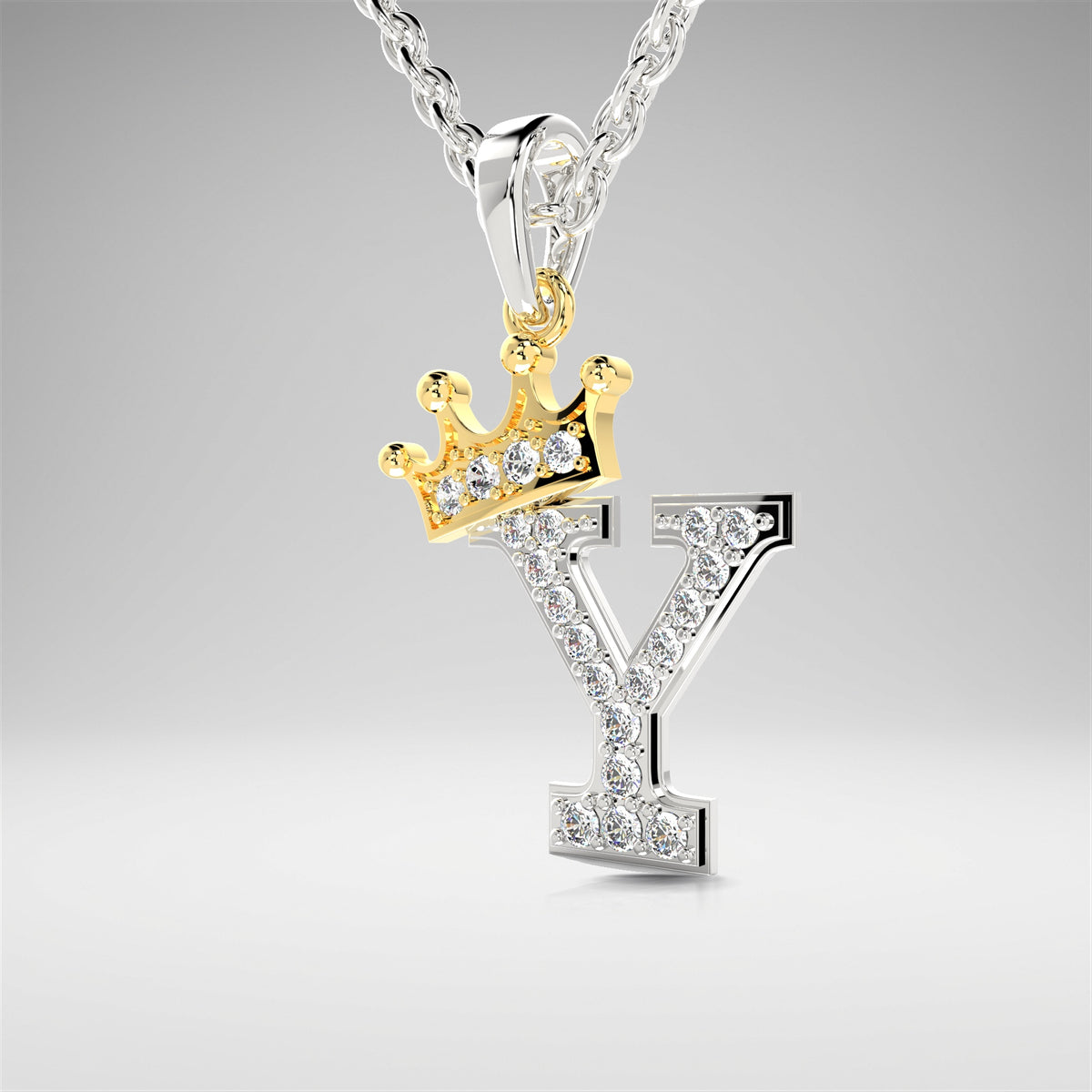 Arias by Lara Dutta Crown Initial Y Diamond Pendant