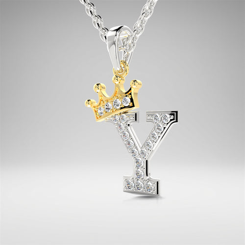 Arias by Lara Dutta Crown Initial Y Diamond Pendant