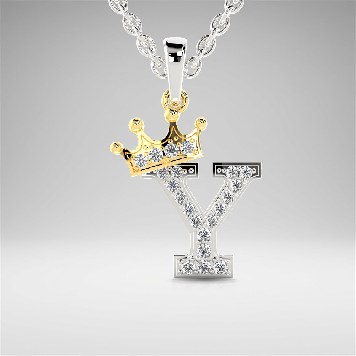 Arias by Lara Dutta Crown Initial Y Diamond Pendant