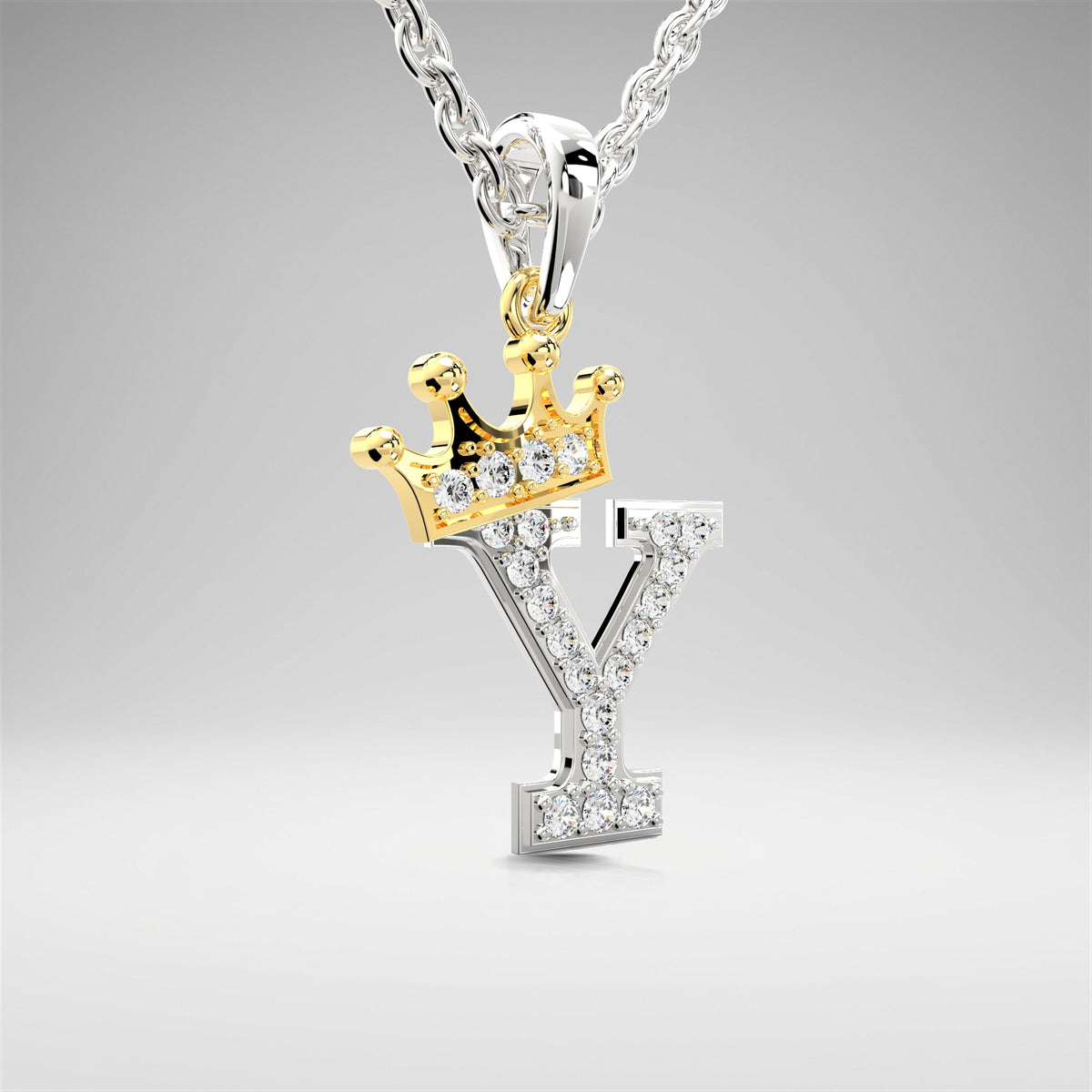 Arias by Lara Dutta Crown Initial Y Diamond Pendant