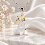 Arias by Lara Dutta Elegant Crowned Alphabet A Diamond Pendant