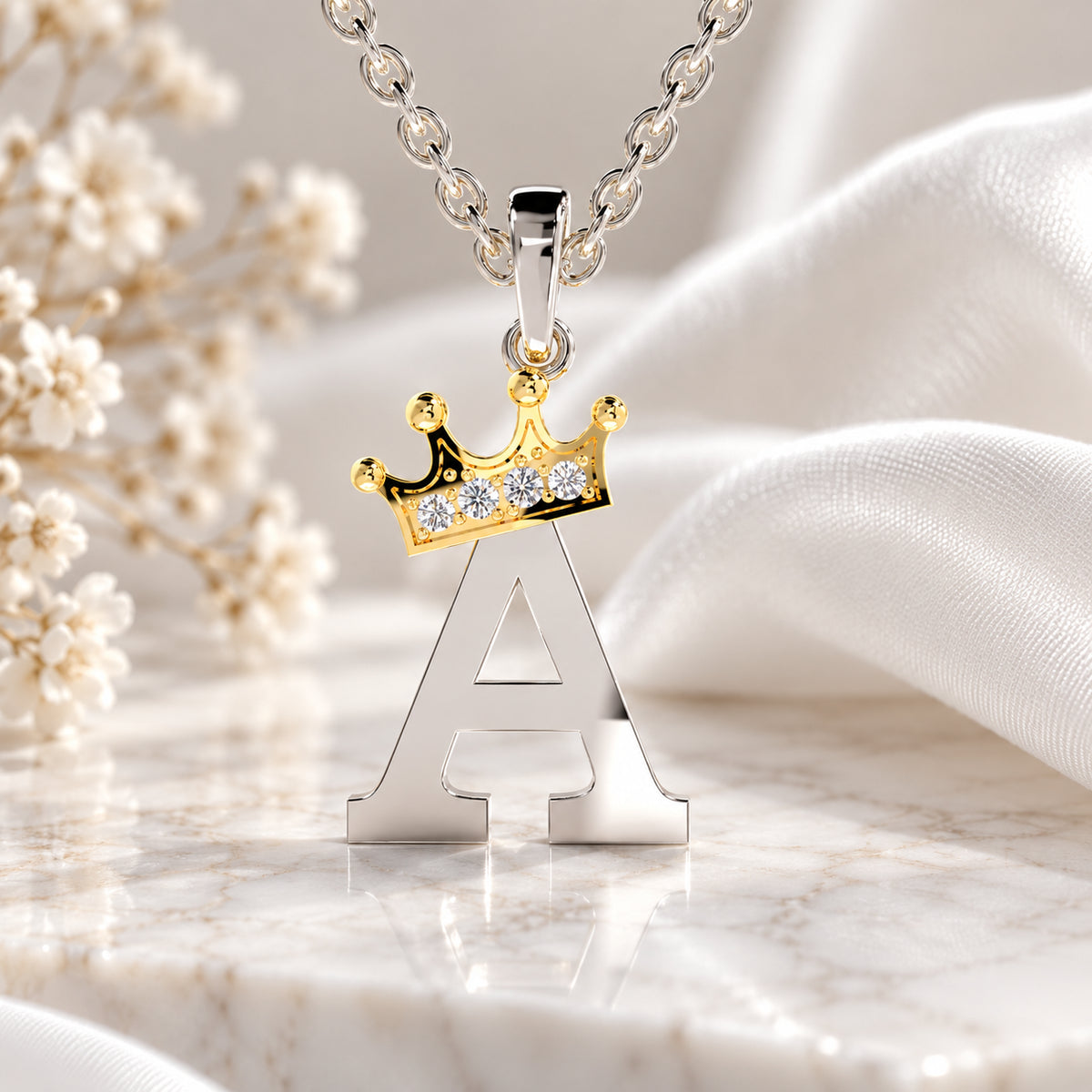 Arias by Lara Dutta Elegant Crowned Alphabet A Diamond Pendant