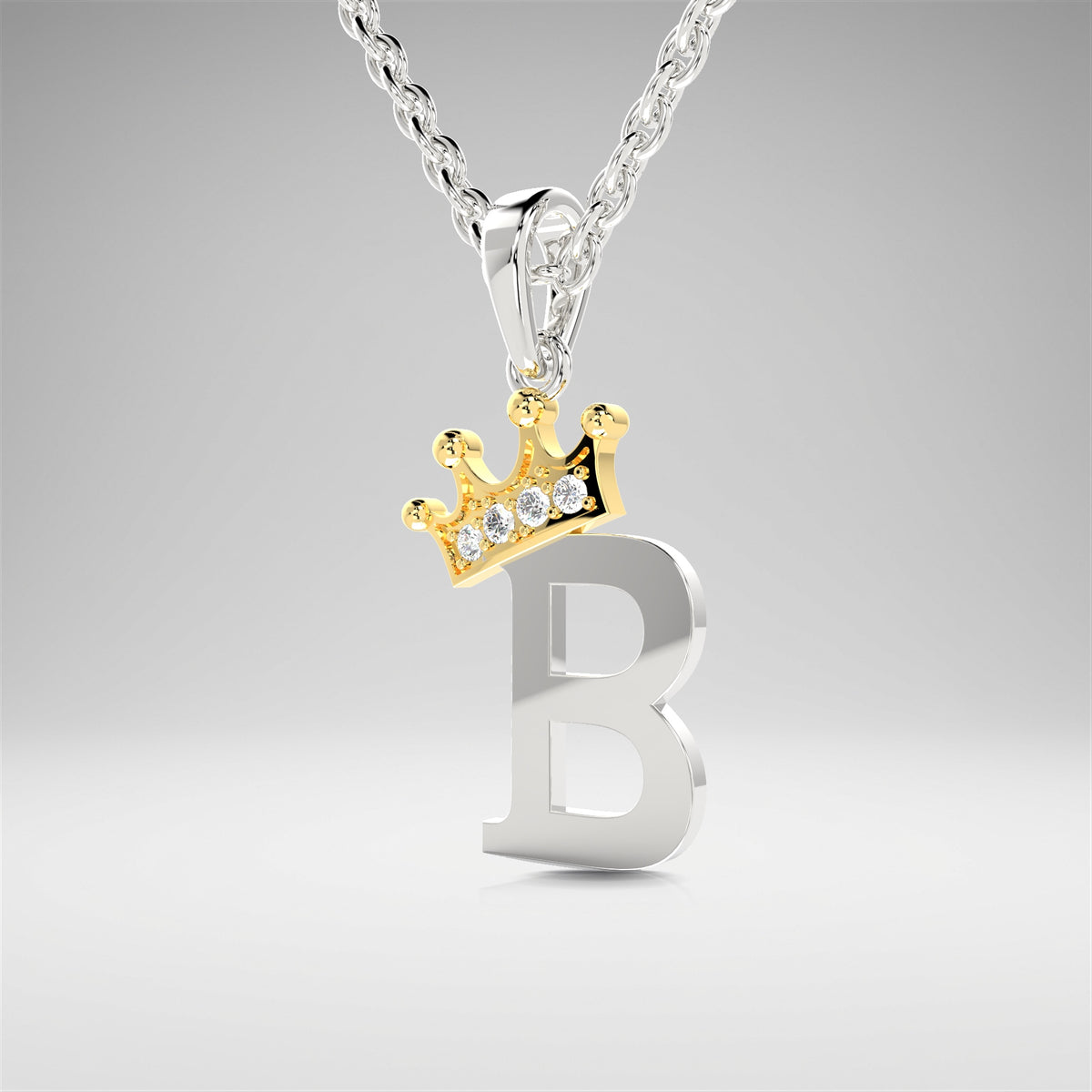 Arias by Lara Dutta Elegant Crowned Alphabet B Diamond Pendant