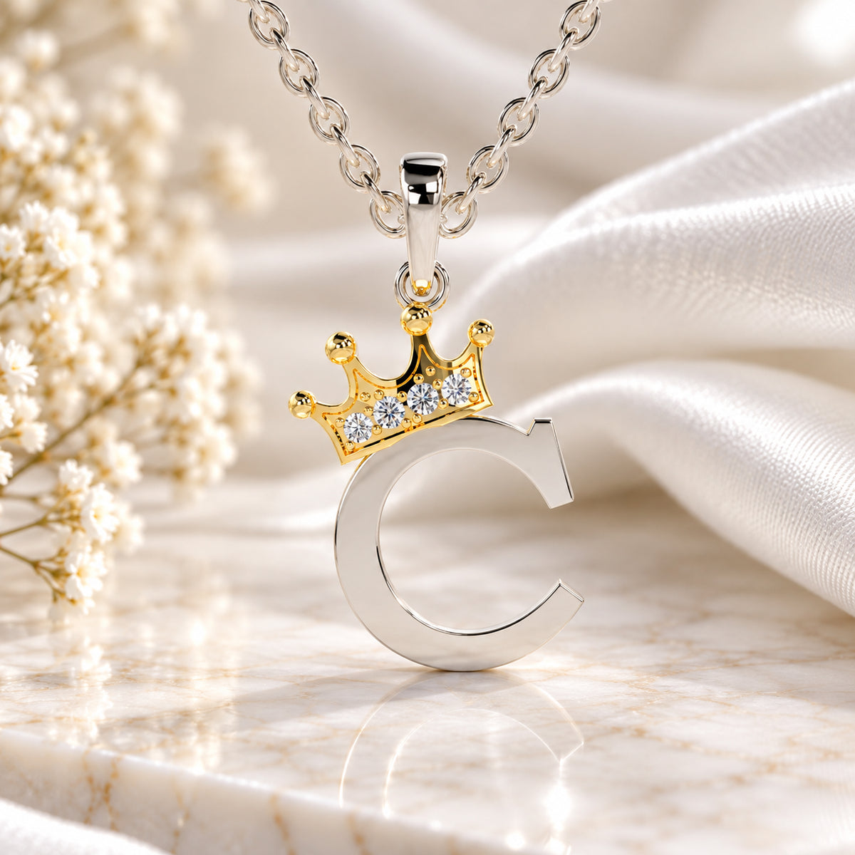 Arias by Lara Dutta Elegant Crowned Alphabet C Diamond Pendant