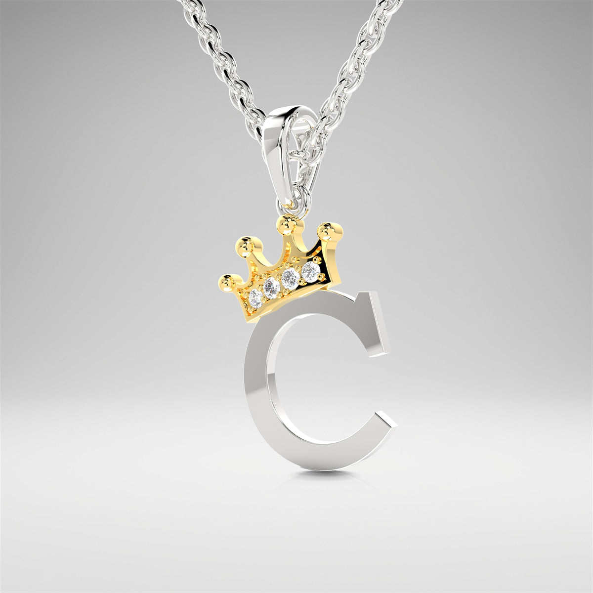 Arias by Lara Dutta Elegant Crowned Alphabet C Diamond Pendant
