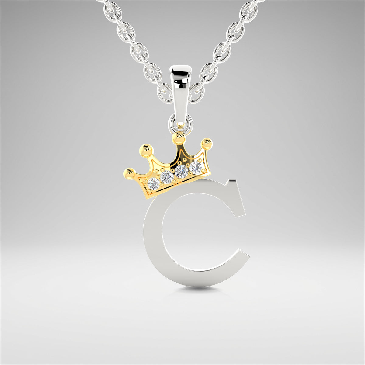Arias by Lara Dutta Elegant Crowned Alphabet C Diamond Pendant