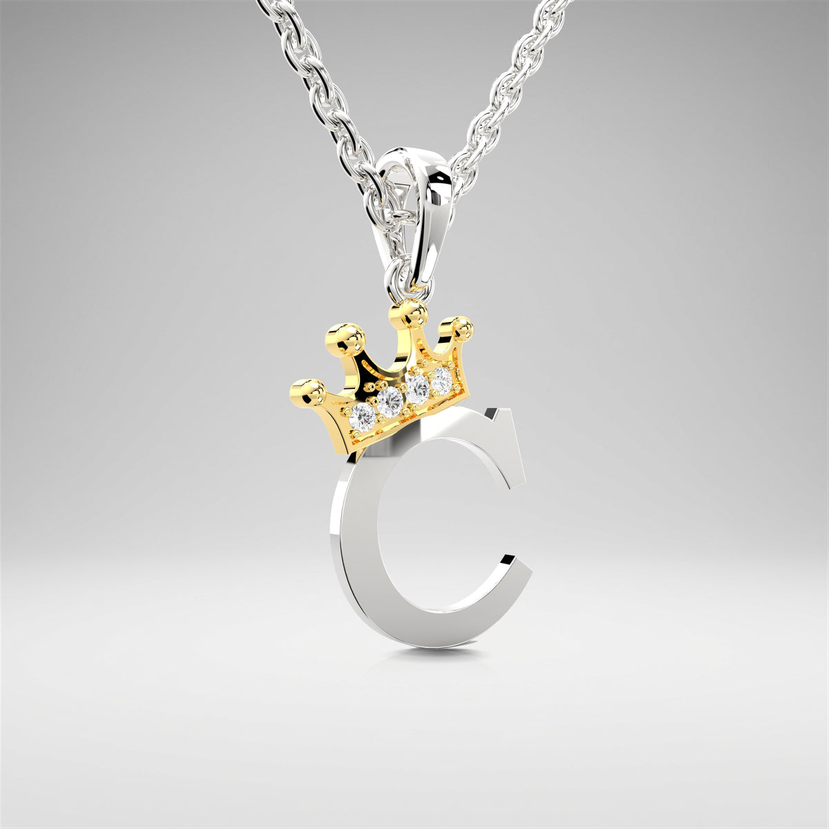 Arias by Lara Dutta Elegant Crowned Alphabet C Diamond Pendant