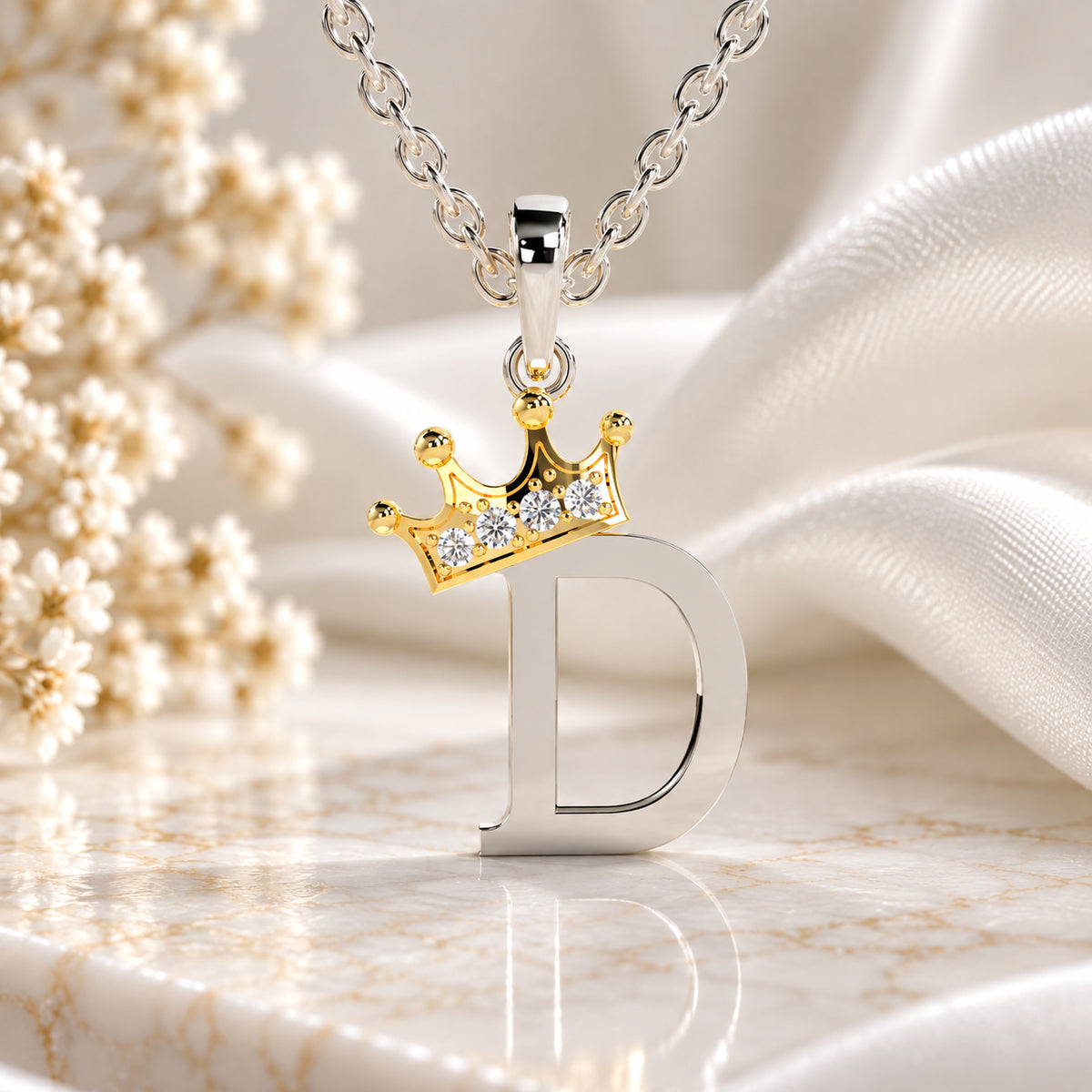 Arias by Lara Dutta Elegant Crowned Alphabet D Diamond Pendant
