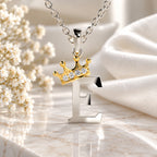 Arias by Lara Dutta Elegant Crowned Alphabet E Diamond Pendant