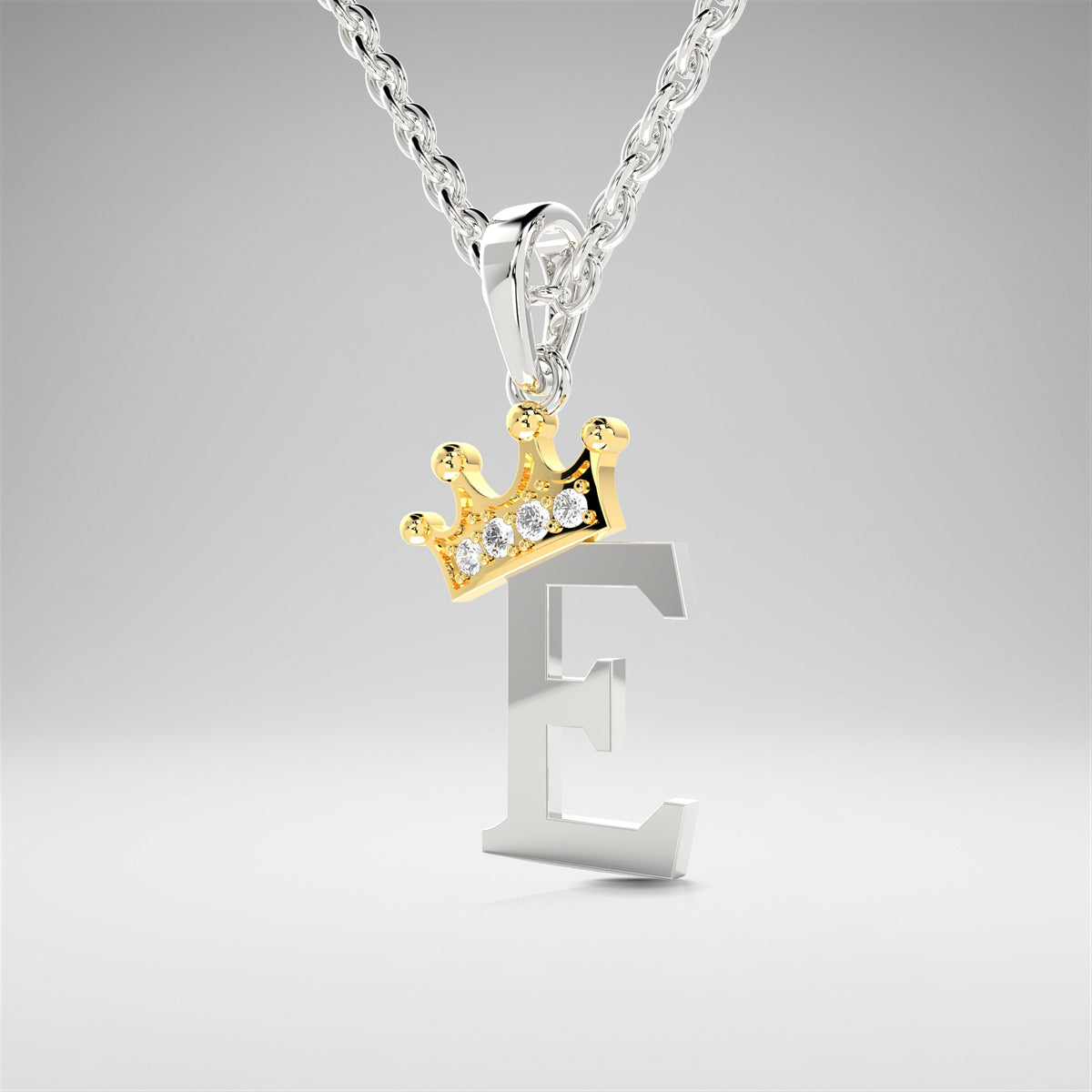 Arias by Lara Dutta Elegant Crowned Alphabet E Diamond Pendant