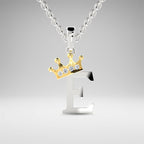 Arias by Lara Dutta Elegant Crowned Alphabet E Diamond Pendant