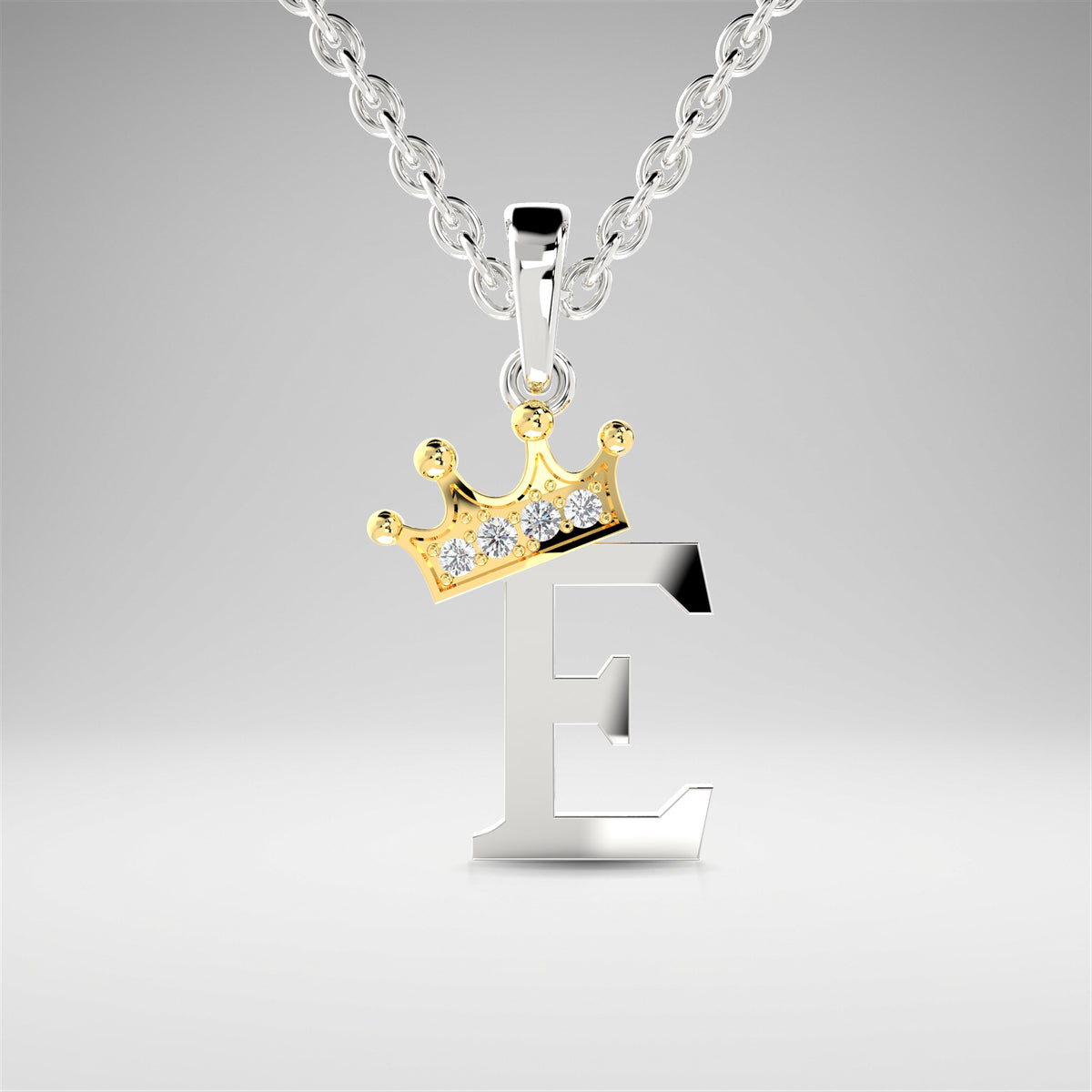 Arias by Lara Dutta Elegant Crowned Alphabet E Diamond Pendant