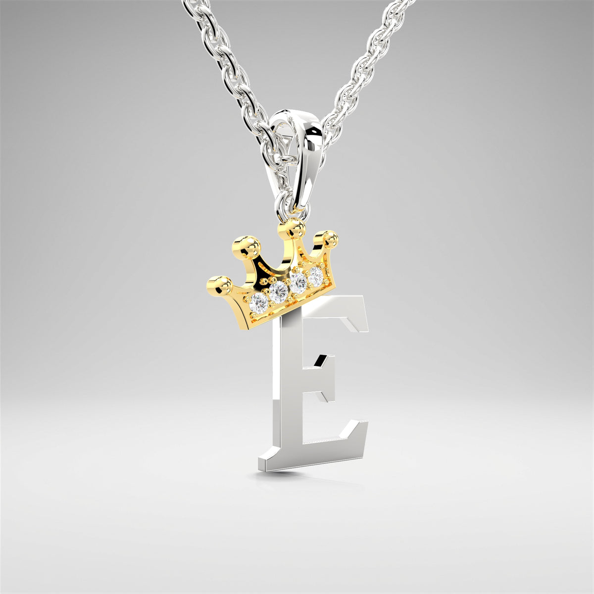 Arias by Lara Dutta Elegant Crowned Alphabet E Diamond Pendant