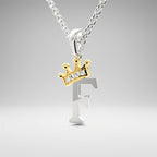 Arias by Lara Dutta Elegant Crowned Alphabet F Diamond Pendant