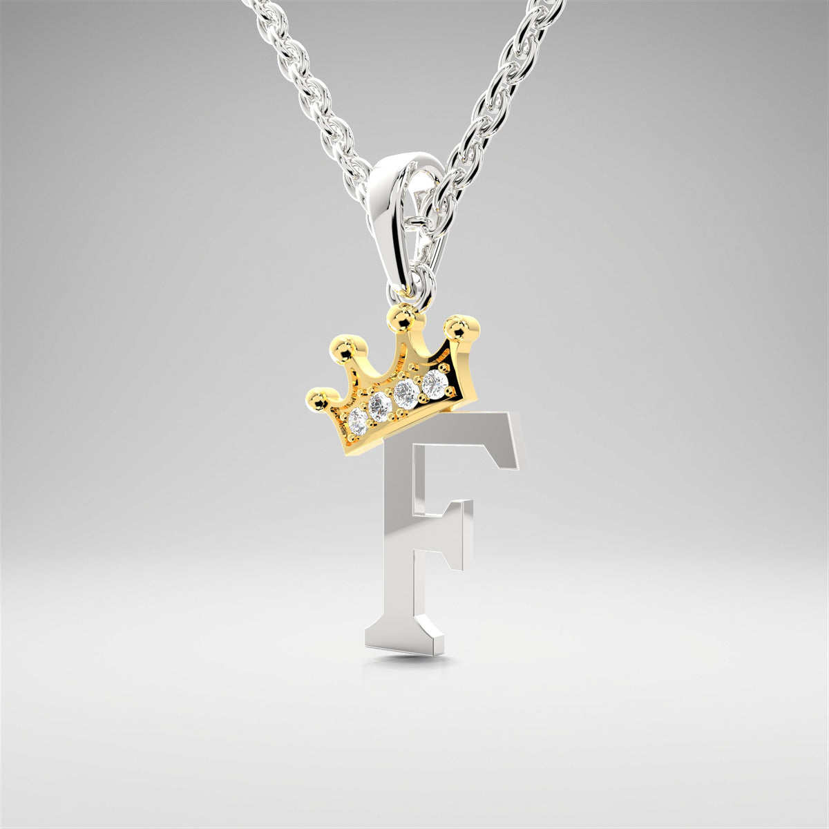 Arias by Lara Dutta Elegant Crowned Alphabet F Diamond Pendant