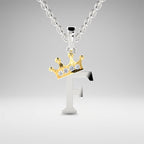 Arias by Lara Dutta Elegant Crowned Alphabet F Diamond Pendant