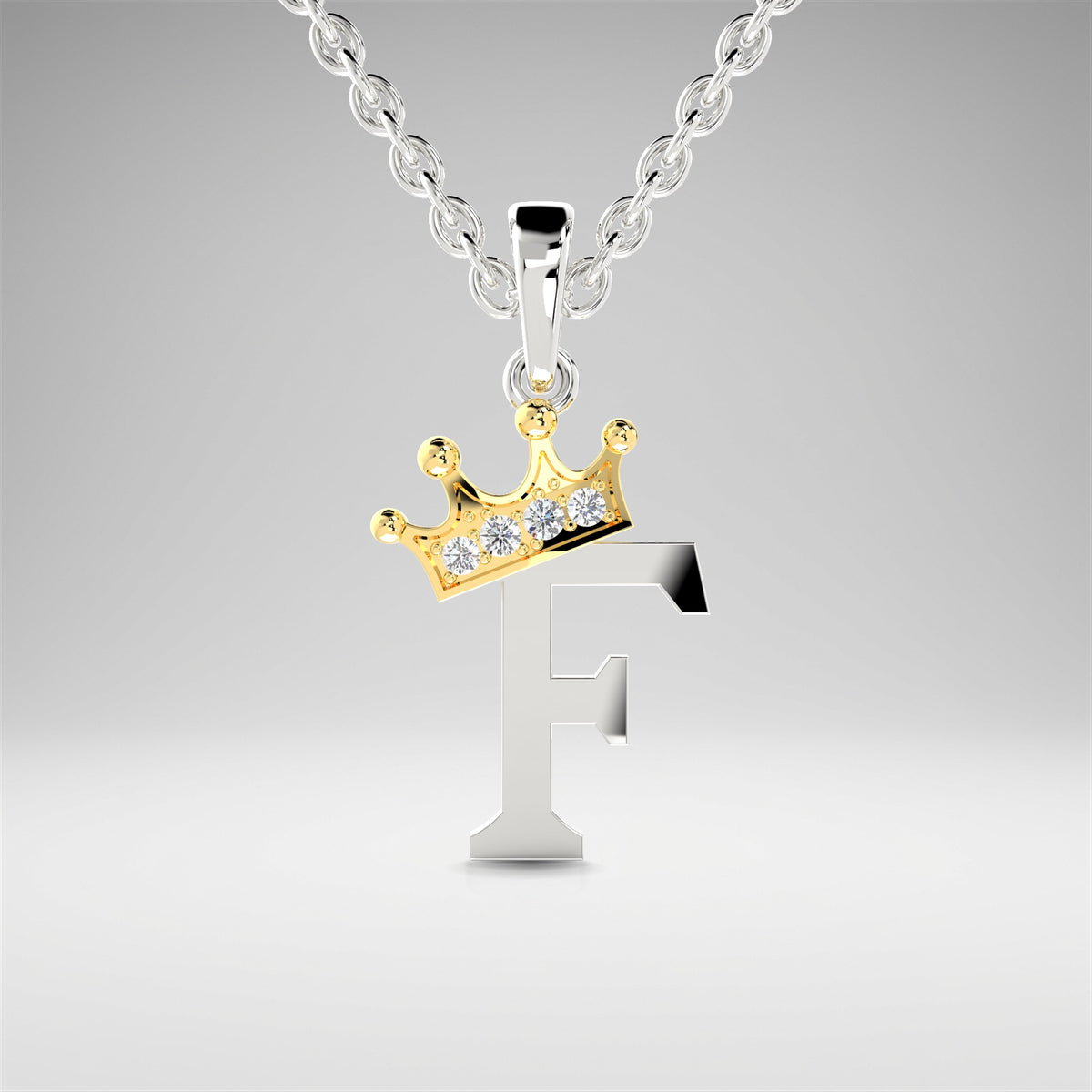 Arias by Lara Dutta Elegant Crowned Alphabet F Diamond Pendant