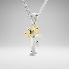 Arias by Lara Dutta Elegant Crowned Alphabet F Diamond Pendant