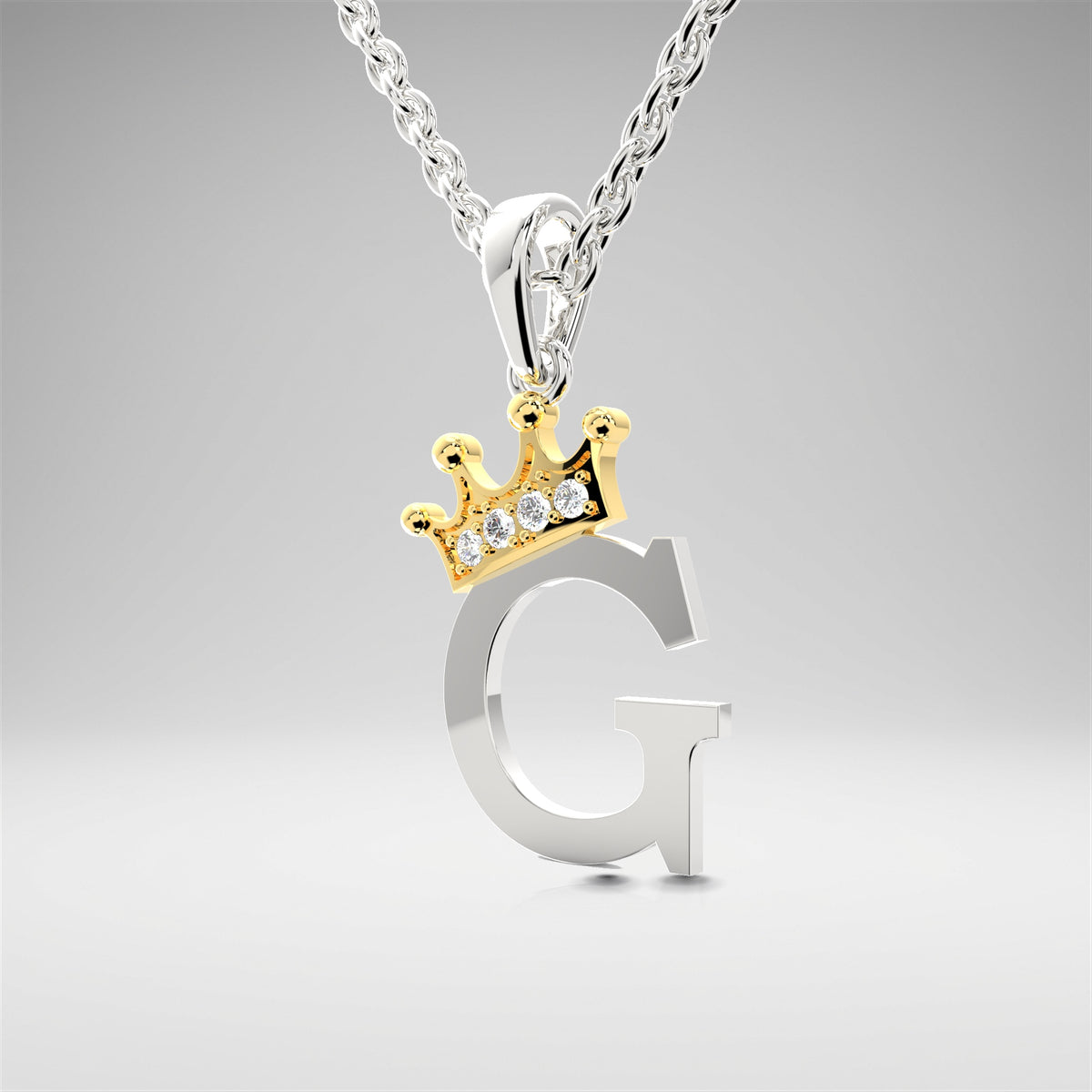 Arias by Lara Dutta Elegant Crowned Alphabet G Diamond Pendant