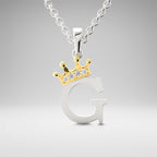 Arias by Lara Dutta Elegant Crowned Alphabet G Diamond Pendant