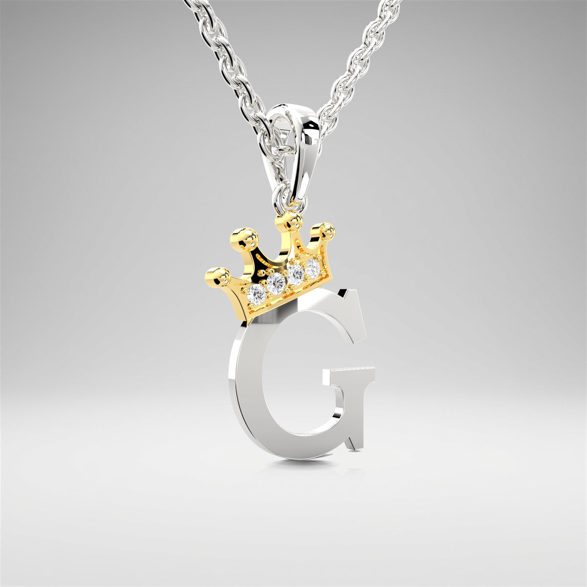 Arias by Lara Dutta Elegant Crowned Alphabet G Diamond Pendant