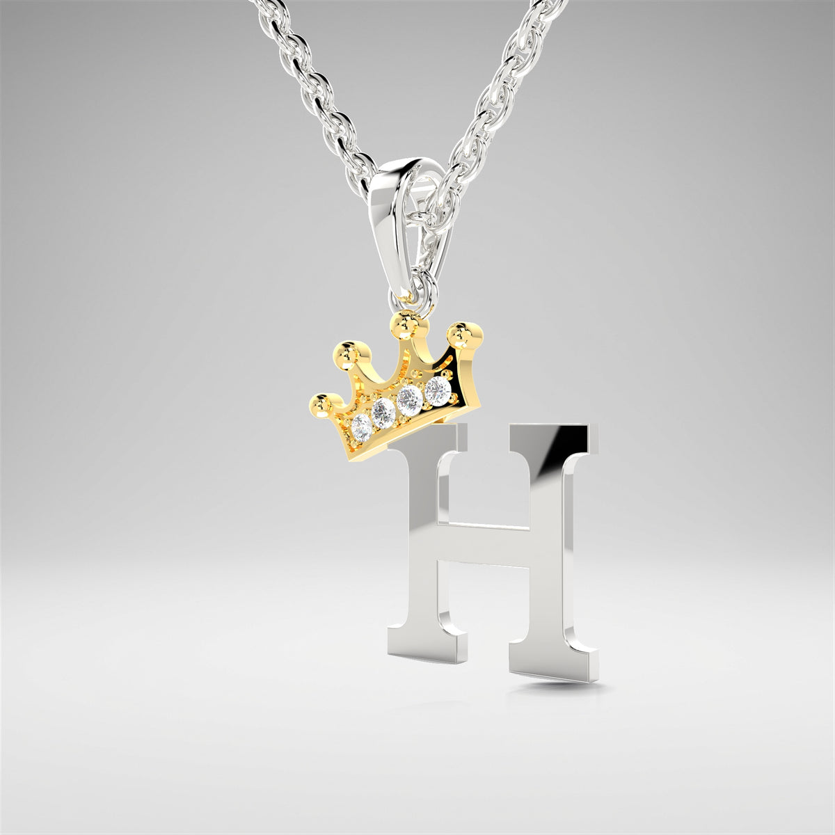 Arias by Lara Dutta Elegant Crowned Alphabet H Diamond Pendant