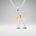 Arias by Lara Dutta Elegant Crowned Alphabet H Diamond Pendant