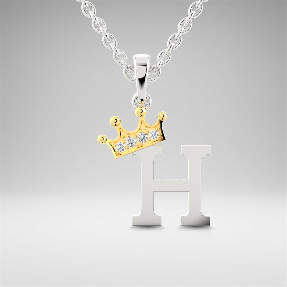 Arias by Lara Dutta Elegant Crowned Alphabet H Diamond Pendant
