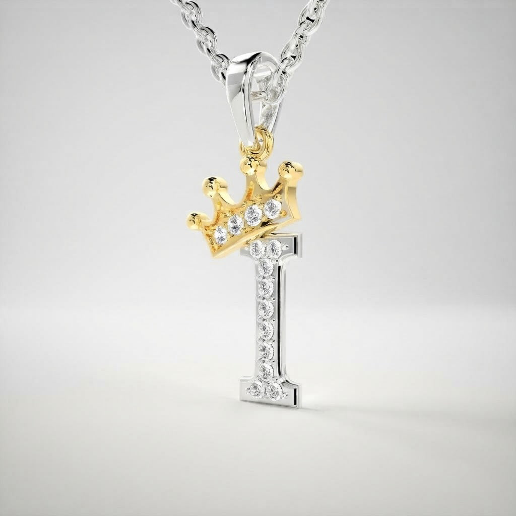 Arias by Lara Dutta Elegant Crowned Alphabet I Diamond Pendant