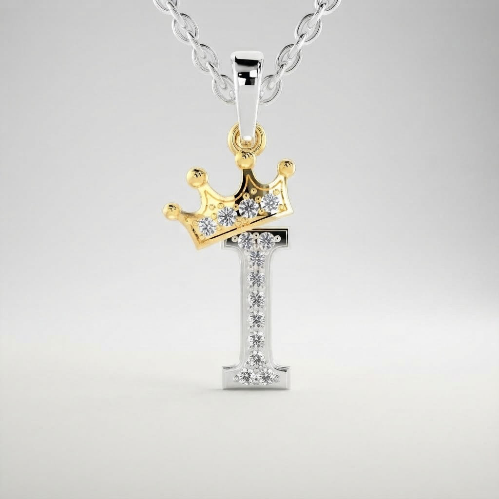 Arias by Lara Dutta Elegant Crowned Alphabet I Diamond Pendant