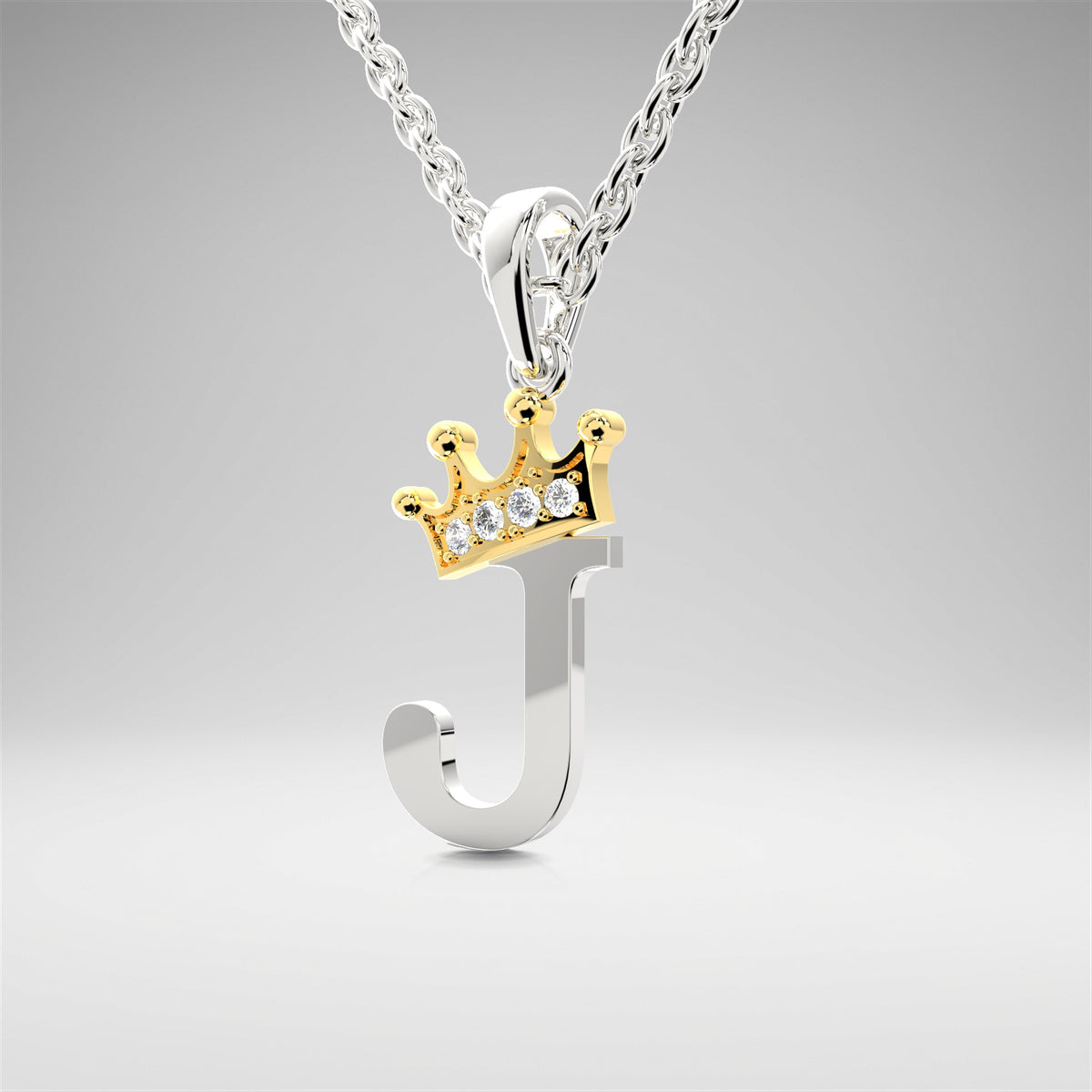 Arias by Lara Dutta Elegant Crowned Alphabet J Diamond Pendant
