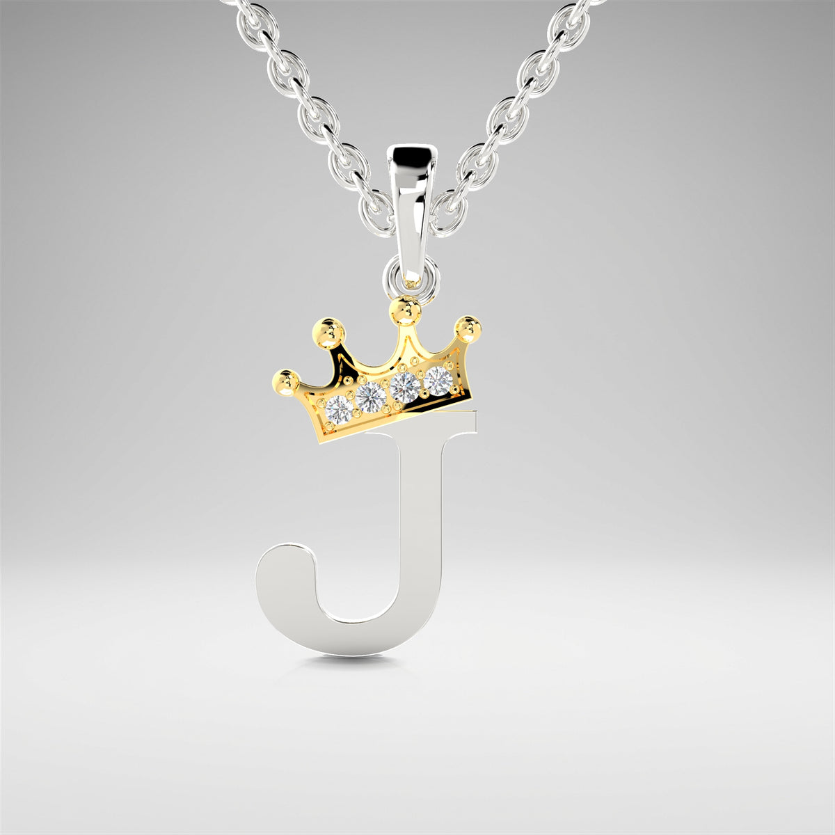 Arias by Lara Dutta Elegant Crowned Alphabet J Diamond Pendant