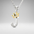 Arias by Lara Dutta Elegant Crowned Alphabet J Diamond Pendant