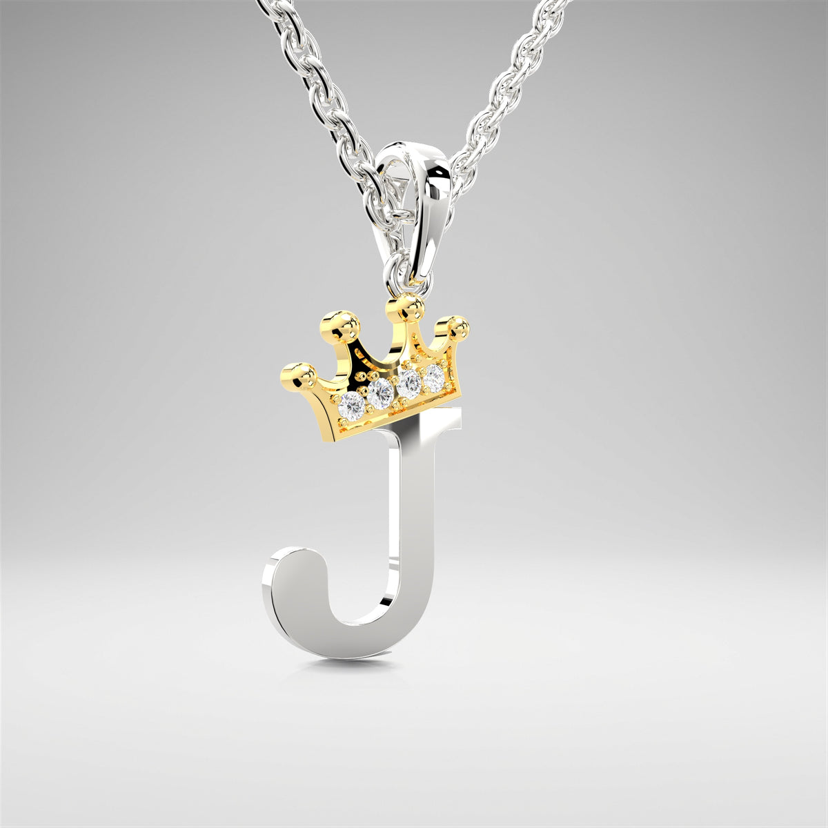 Arias by Lara Dutta Elegant Crowned Alphabet J Diamond Pendant