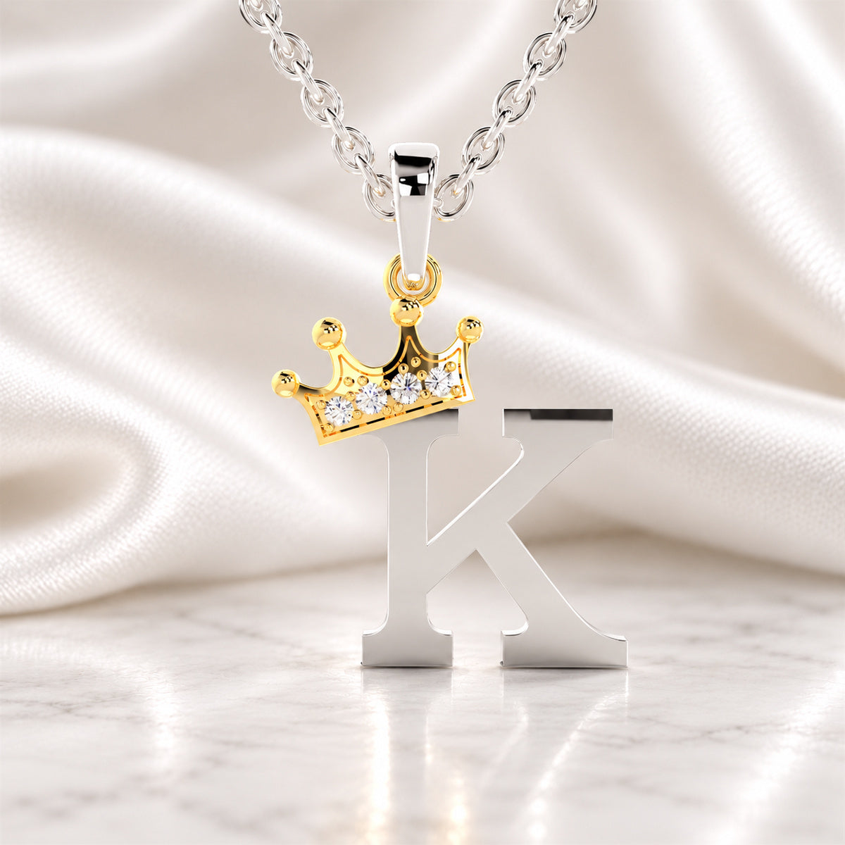 Arias by Lara Dutta Elegant Crowned Alphabet K Diamond Pendant