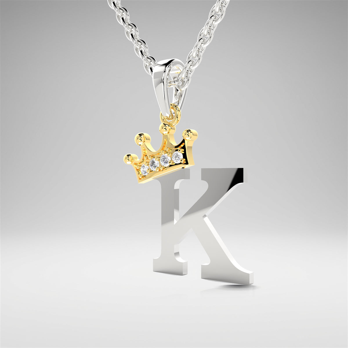 Arias by Lara Dutta Elegant Crowned Alphabet K Diamond Pendant