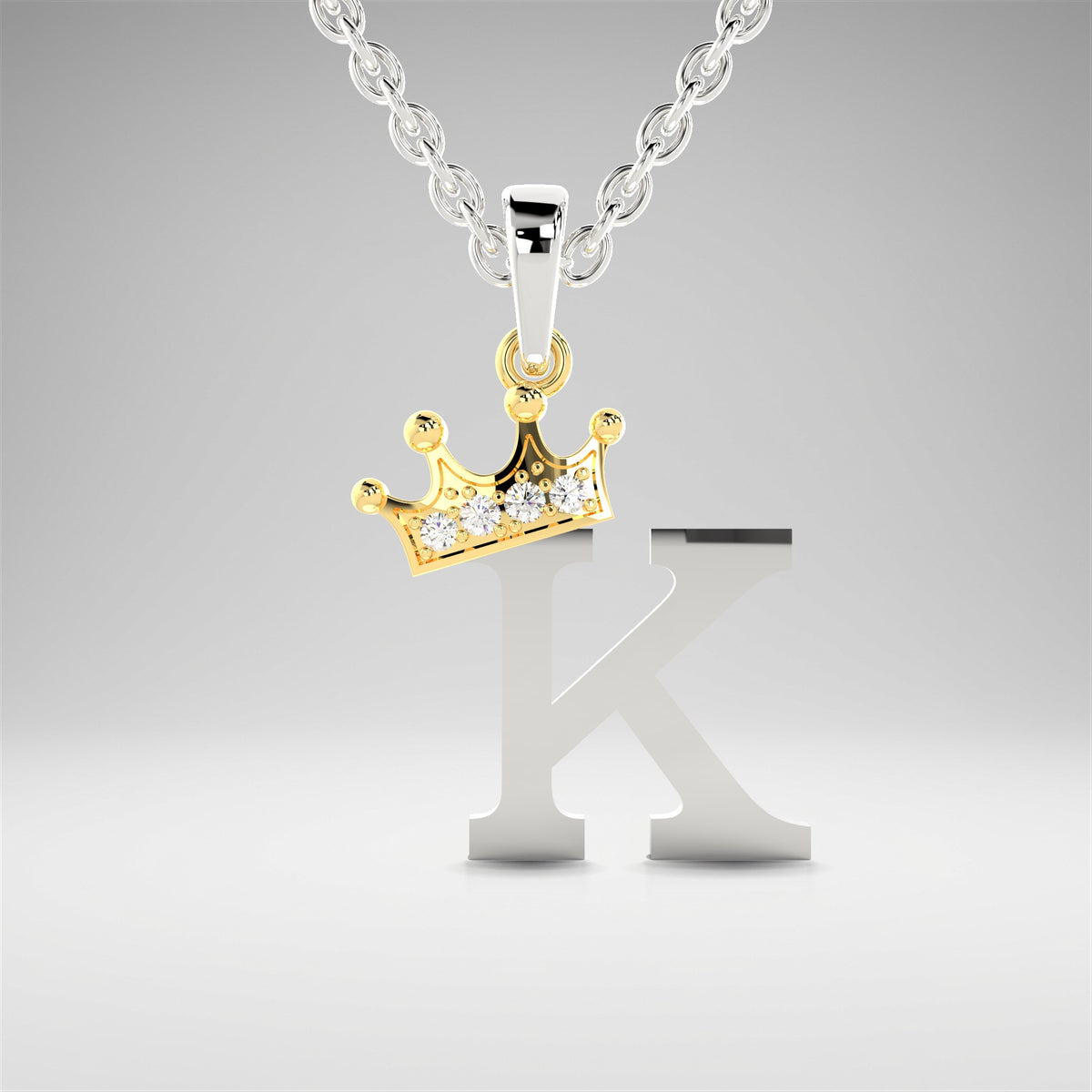 Arias by Lara Dutta Elegant Crowned Alphabet K Diamond Pendant