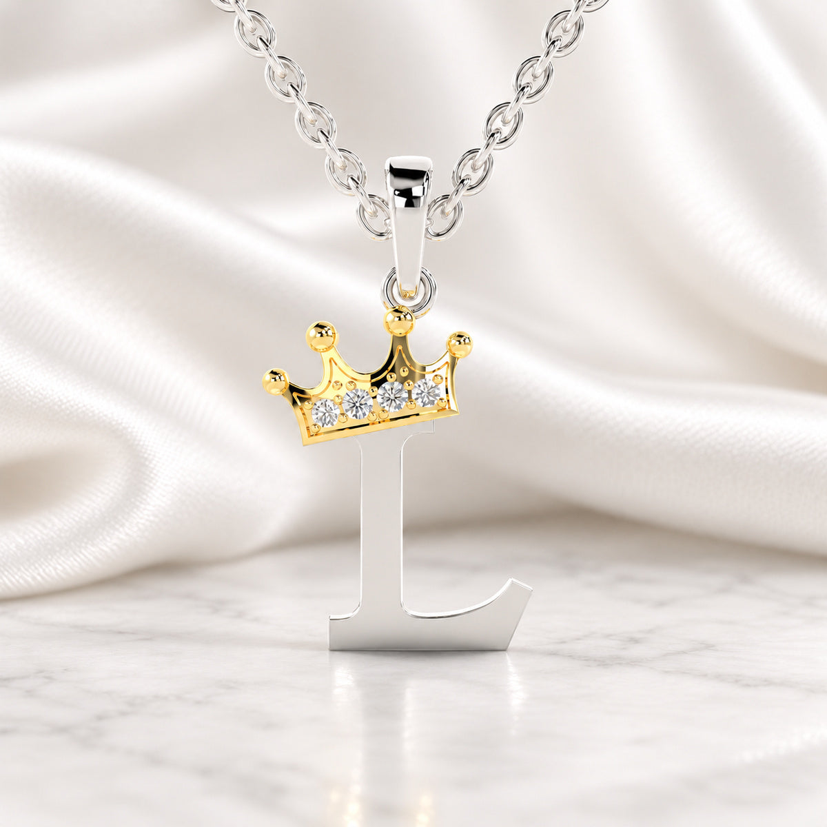 Arias by Lara Dutta Elegant Crowned Alphabet L Diamond Pendant