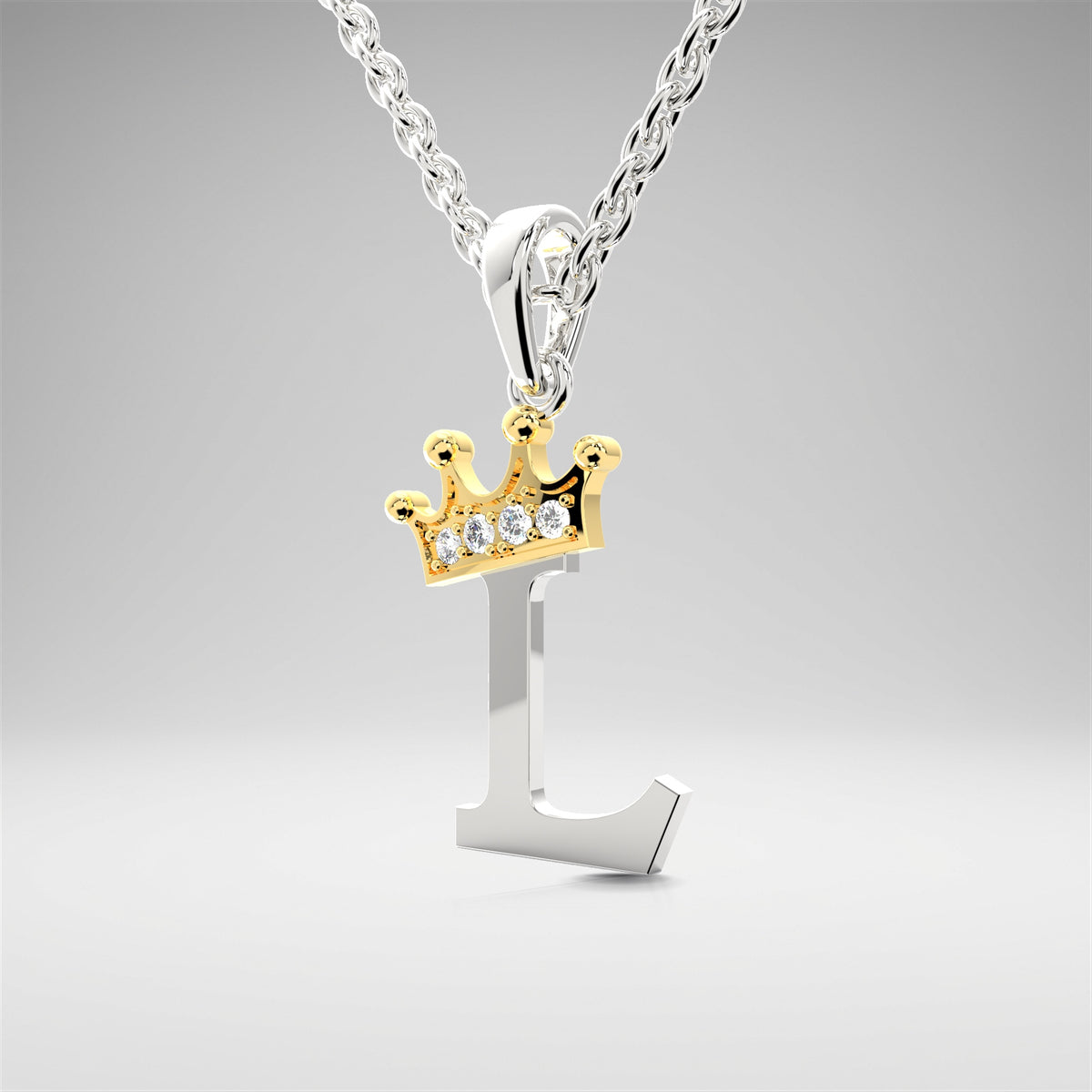 Arias by Lara Dutta Elegant Crowned Alphabet L Diamond Pendant