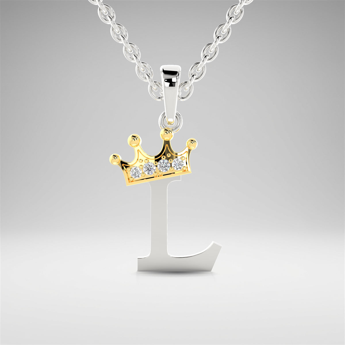 Arias by Lara Dutta Elegant Crowned Alphabet L Diamond Pendant