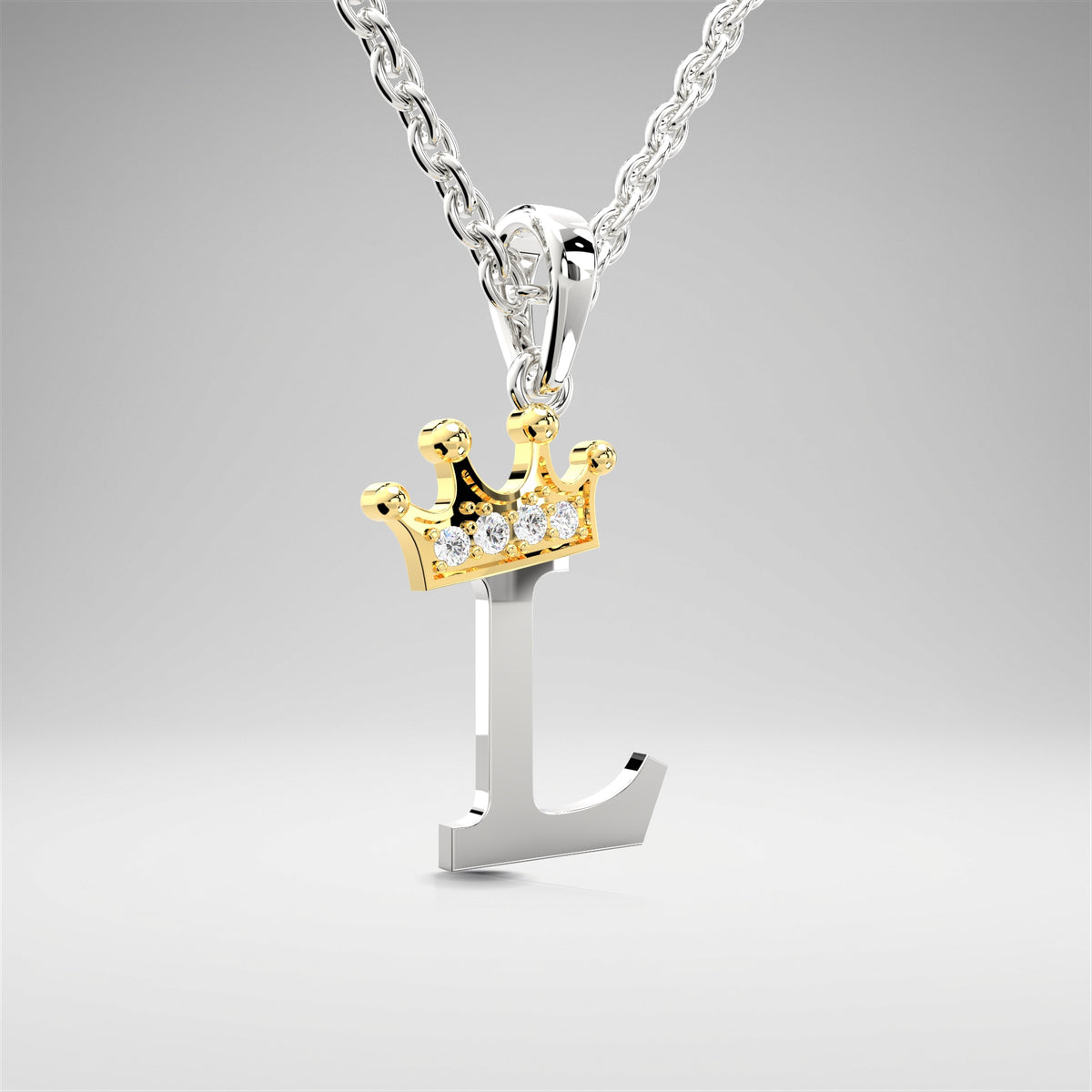 Arias by Lara Dutta Elegant Crowned Alphabet L Diamond Pendant